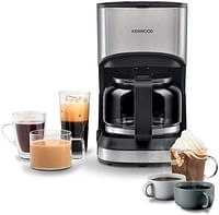 KENWOOD Coffee Machine Up To 6 Cup Coffee Maker for Drip Coffee and Americano 550W 40 Min Auto Shut Off, Reusable Filter, Anti Drip Feature, Warming Plate and Easy to Clean CMM05.000BM Black/Silver new Up to 12 Cups