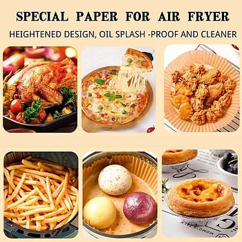 100 PCS Air Fryer Disposable Paper Liner, Non-Stick Air Fryer Liners, Round Food Grade Baking Paper for Air Fryer Oven Roasting Microwave (Nature, 6.3inch/16cm)