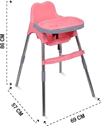 Esqube Spotty Baby Feeding Chair And Kids Dining High Chair with Foot Rest And Tray Pink Color…