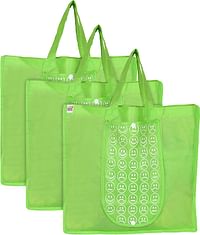 Fun Homes Shopping Grocery Bags Foldable, Washable Grocery Tote Bag With One Small Pocket, Eco-Friendly Purse Bag Fits In Pocket Waterproof & Lightweight (Set Of 3,Green)