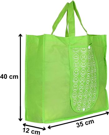 Fun Homes Shopping Grocery Bags Foldable, Washable Grocery Tote Bag With One Small Pocket, Eco-Friendly Purse Bag Fits In Pocket Waterproof & Lightweight (Set Of 4,Green & Red)