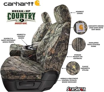 Covercraft Ssc3443Camb Carhartt Mossy Oak Camo Seatsaver Front Row CUStom Fit Seat Cover For Select Ford F-150 Models - Duck Weave (Break-Up Country) Multicolor 1 Set