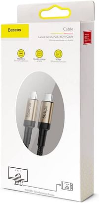 Baseus Cafule Series Cable Type-C Pd3.1 Gen1 60W 20V,3A 1M , Gold And Black