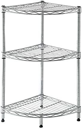 Cameltough - Corner Wire Rack 3 Shelf Chrome - 35 x 70 x 35 cm - HTC-WR610 35 x 70 x 35 cm silver