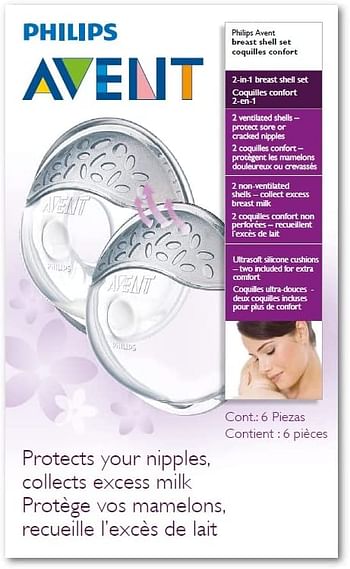 Philips Avent Comfort Breast Shell Set, 2 Pack, Scf157/02 Breast Shells    White