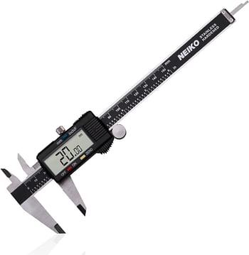 Neiko 01407A Electronic Digital Caliper Stainless Steel Body With Large Lcd Screen | 0-6 Inches | Inch/Fractions/Millimeter  Silver/Black