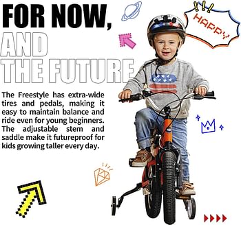 دراجة رويال بيبي فري ستايل للاطفال مقاس 12 و14 و16 و18 و20 انش للاعمار من 3-12 سنة للفتيات والفتيان