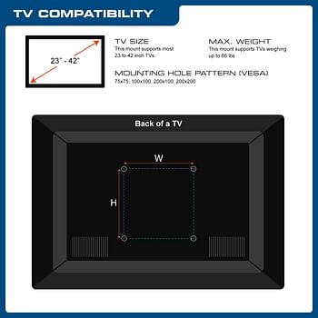 QualGear QG-TM-006-BLK 23-Inch to 42-Inch Universal Low Profile Tilting Wall Mount LED TVs, Black