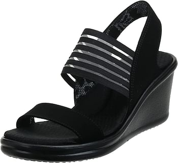 Skechers Women's Rumblers Sci-fi Wedge Sandal/Black/38 EU Wide