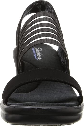 Skechers Women's Rumblers Sci-fi Wedge Sandal/Black/38 EU Wide