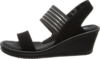 Skechers Women's Rumblers Sci-fi Wedge Sandal/Black/38 EU Wide