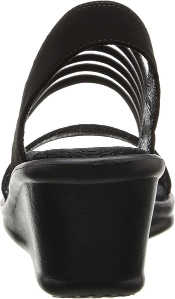 Skechers Women's Rumblers Sci-fi Wedge Sandal/Black/38 EU Wide