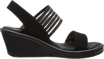 Skechers Women's Rumblers Sci-fi Wedge Sandal/Black/38 EU Wide