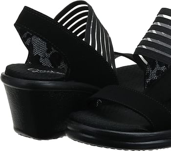 Skechers Women's Rumblers Sci-fi Wedge Sandal/Black/38 EU Wide