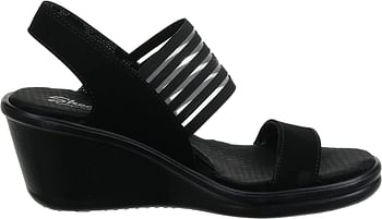 Skechers Women's Rumblers Sci-fi Wedge Sandal/Black/38 EU Wide