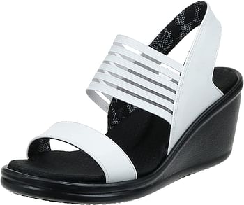 Skechers Women's Rumblers Sci-fi Wedge Sandal/Black/38 EU Wide