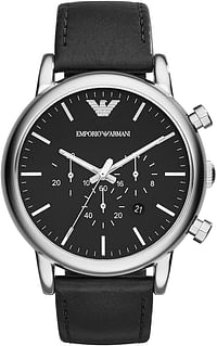 Emporio Armani Men's Chronograph Dress Watch With Quartz Movement, AR1828 Black 46mm