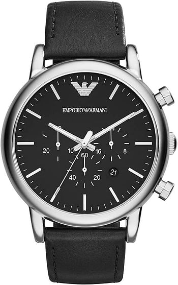 Emporio Armani Men's Chronograph Dress Watch With Quartz Movement, AR1828 Black 46mm