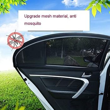 Showay 2Pcs Car Window Shade For Baby Universal Fit Adjustable Shade Breathable Mesh Car Curtains Window Net Car Rear Door Outdoor Camping Netting XL, Black, Carsun06