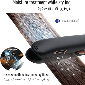 Panasonic Eh-Hs99 Nanoe Hair Straightener For Improved Shine & Minimized Damage Black