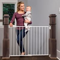 Regalo 2-in-1 Extra Wide Stairway and Hallway Walk Through Baby Safety Gate with Mounting Kit Metal/40.5 Inch/White