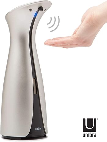 Umbra Otto Automatic Soap Dispenser Touchless, Hands Free Pump for Kitchen or Bathroom, 8.5 OZ, Nickel