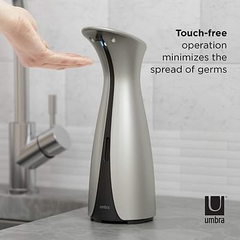Umbra Otto Automatic Soap Dispenser Touchless, Hands Free Pump for Kitchen or Bathroom, 8.5 OZ, Nickel