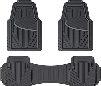 Amazn Basics 4-Piece All-Weather Protection Heavy Duty Rubber Floor Mats Set with Cargo Liner for Cars, SUVs, and Trucks，Black, Universal Trim to Fit