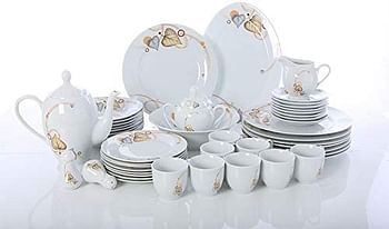 Royalford RF6017 49Pieces Porcelain Dinner Set Round - White