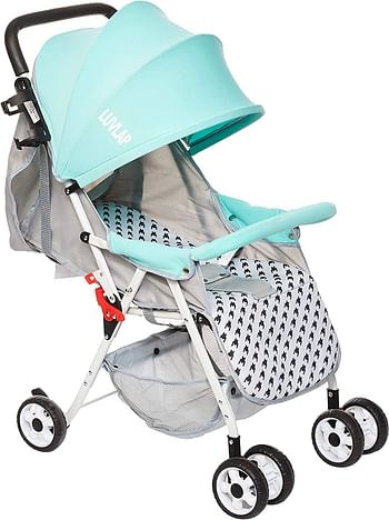 Luvlap Stroller/Pram, Extra Large Seating Space, Easy Fold, for Newborn Baby/Kids, 0-3 Years (green)