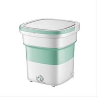 Mini Foldable Washing Machine Lightweight Travel Laundry Washer with Folding Tub Portable Compact Clothes Cleaning Machine"Min Green