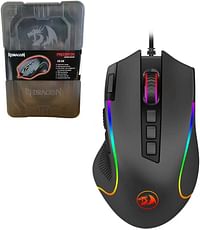 Redragon M612 Predator RGB Gaming Mouse, 8000 DPI Wired Optical Gamer Mouse with 11 Programmable Buttons & 5 Backlit Modes, Software Supports DIY Keybinds Rapid Fire Button - Black, USB