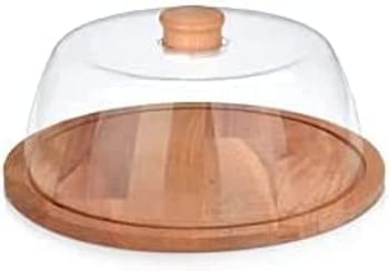 Obje Plastik Round Cake Stand With Dome Fruit Platter Serving Tray, 29 cm Size, Ow-02