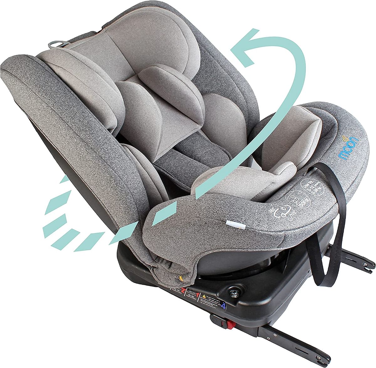 MOON Rover Baby/Infant Travel Car Seat |Group 0-1-2-3|(0-12 Years) 360° Rotating Car Seat, Multi-Stage, Reclining, Isofix |Rearward Facing(0M - 12M)|Forward Facing (9M-12 Yrs)- Grey