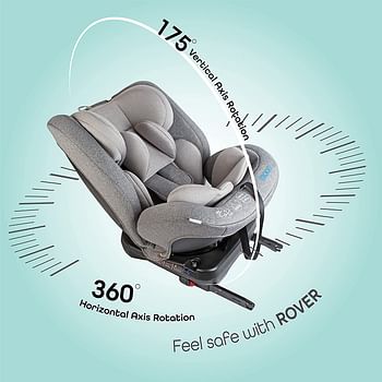 MOON Rover Baby/Infant Travel Car Seat |Group 0-1-2-3|(0-12 Years) 360° Rotating Car Seat, Multi-Stage, Reclining, Isofix |Rearward Facing(0M - 12M)|Forward Facing (9M-12 Yrs)- Grey