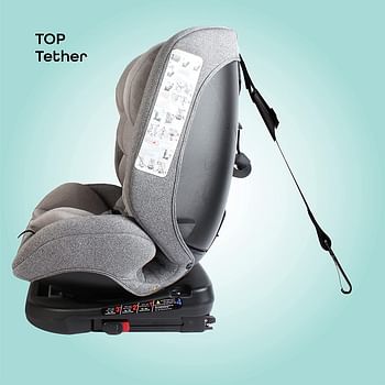 MOON Rover Baby/Infant Travel Car Seat |Group 0-1-2-3|(0-12 Years) 360° Rotating Car Seat, Multi-Stage, Reclining, Isofix |Rearward Facing(0M - 12M)|Forward Facing (9M-12 Yrs)- Grey