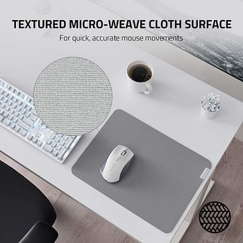 Razer Pro Glide Soft MoUSe Mat For Office Comfort And Productivity (Textured Fabric Surface, Non-Slip) - White - Rz02-03331500-R3M1