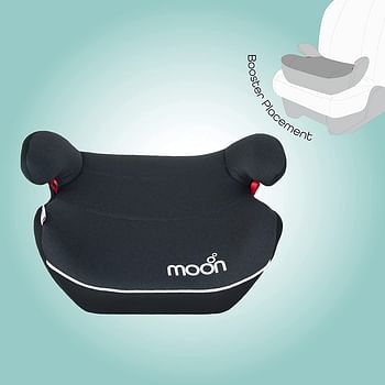 MOON Kido Baby/Kids Lightweight Travel Booster Car Seat Group 2/3 Universal Fix Extra Large Seat Backless Belt Positioning Suitable From 3 Years To 12 Years From 15 36 Kg- Black