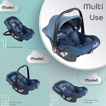 MOON Bibo Infant/BaGrey/One Sizeby/Kids Travel Car Seat With Full Body Support CUShion Rear Facing Seat Carry Cot AdjUStable Canopy Suitable For 0 Months+0 13 Kg Grey