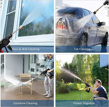 Portable High Pressure Washer Gun, Handheld Cordless Pressure Washer with 6-in-1 Adjustable Nozzle & Foam Generator Nozzle Water Pump, Electric Pressure Washer for Car Home Garden