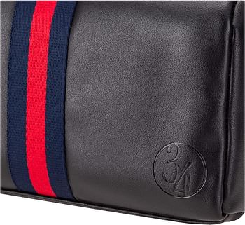 34 By Amr Diab Men Clutch With A Red Stripe, Black,