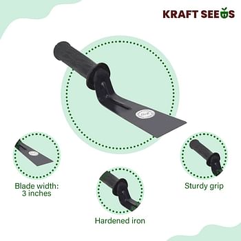 Kraft Seeds Quality Hand Trowel - 3 Inches (Durable Iron Head, Comfortable Grip Handle) | Garden Trowel | Gardening Tool | Hand Trowel | Khurpi, Khurpa , /Black/One Size