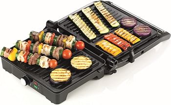 KENWOOD Grill 2000W Contact Health Grill Panini Press with Variable Temperature 3 Grill Positions for Panini Burger Sandwich Pizza Steak Chicken Fish Vegetables HGM31.000SI Silver