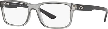 AX Armani Exchange Men's Ax3016 Square Prescription Eyewear Frames Transparent Smoke-Demo Lens/53 Millimeters