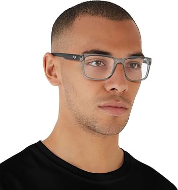 AX Armani Exchange Men's Ax3016 Square Prescription Eyewear Frames Transparent Smoke-Demo Lens/53 Millimeters