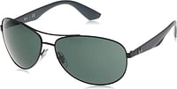 Ray-Ban men's 0RB3526 Sunglasses (pack of 1) Matte Black-Green/63 mm