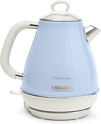 Ariete 2869/05 Retro Style Cordless Jug Kettle, Cool To Touch Exterior And Removable Filter, 1.7 Litre Capacity, Vintage Design, Blue