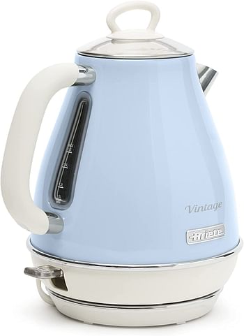 Ariete 2869/05 Retro Style Cordless Jug Kettle, Cool To Touch Exterior And Removable Filter, 1.7 Litre Capacity, Vintage Design, Blue