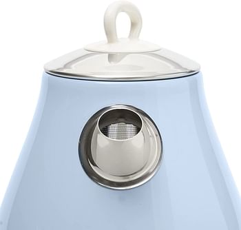 Ariete 2869/05 Retro Style Cordless Jug Kettle, Cool To Touch Exterior And Removable Filter, 1.7 Litre Capacity, Vintage Design, Blue