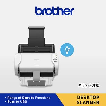 Brother High Speed Desktop Document Scanner Ads 2200 Multiple Scan Destinations Duplex Scanning 5.6" X 11.8" X 5.7" - White